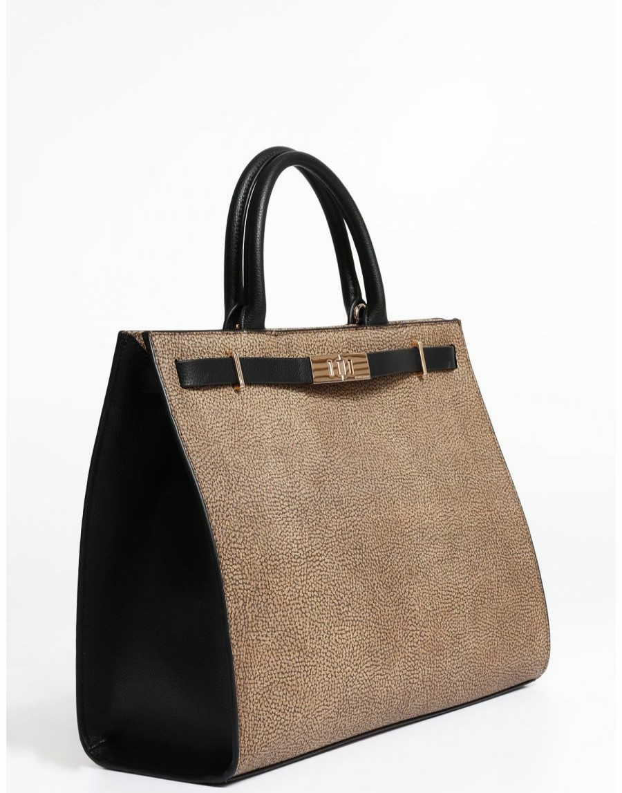 Frauen Scalia-Gruppe Handtaschen | Borbonese Out Of Office Handtasche Gros Op Naturale/Nero