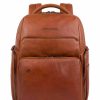 Geschaft Scalia-Gruppe Rucksacke | Piquadro Schwarzer Quadratischer Computerrucksack 15,6" Cuoio