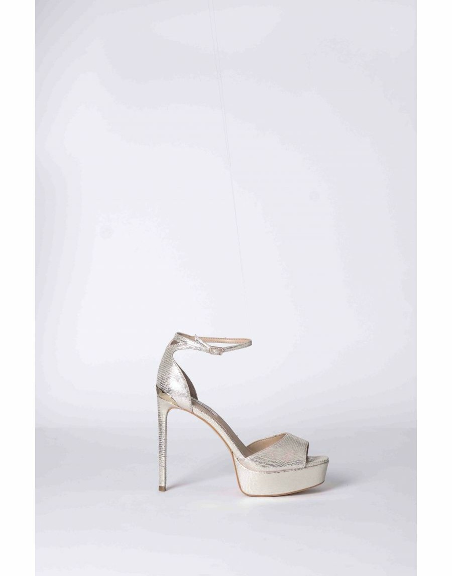 Frauen Scalia-Gruppe High Heels | Guess Offene Zehensandalen Alden 2 Metallic Mit Plateau