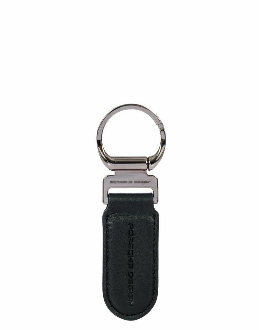 Manner Scalia-Gruppe Schlusselanhanger Und Schlusselanhanger | Porsche Design Leder-Schlusselanhanger Mit Ovalem Anhanger 001-Schwarz