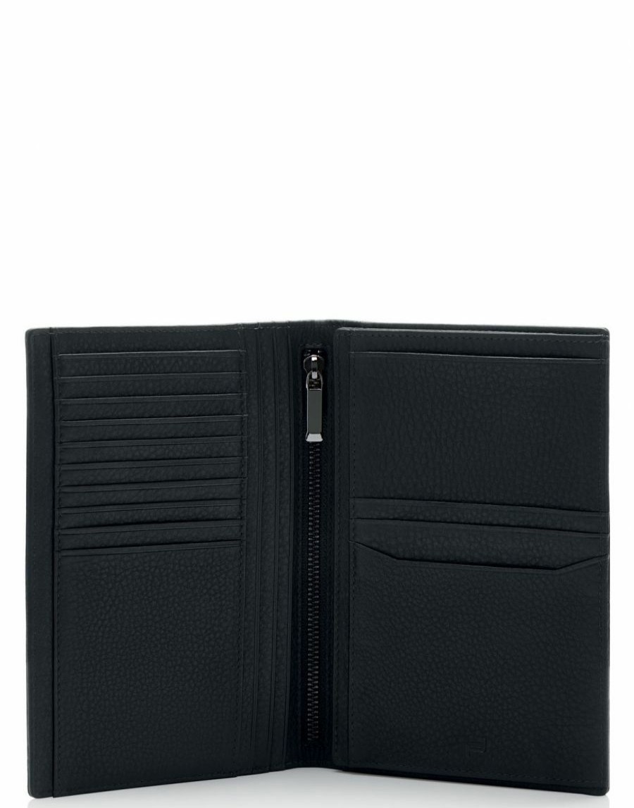 Manner Scalia-Gruppe Geldborsen | Porsche Design Business Vertical Wallet Mit Mehreren Fachern 001-Schwarz